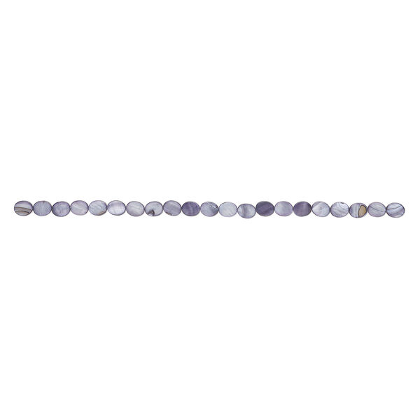 Mother-of-pearl shell 1pkg1, flat oval bead 15 inch blue steel 12x10mm image number 1