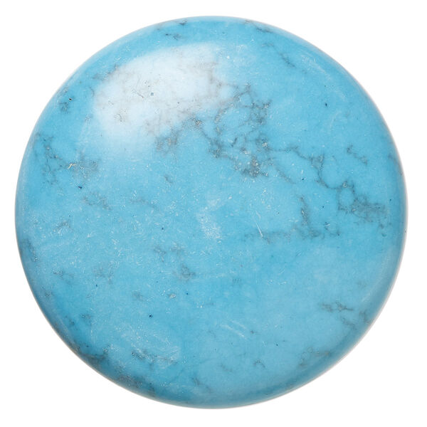 Cabochon, turquoise (assembled), 38mm calibrated round, Mohs hardness 5 to 6. Sold individually. image number 0