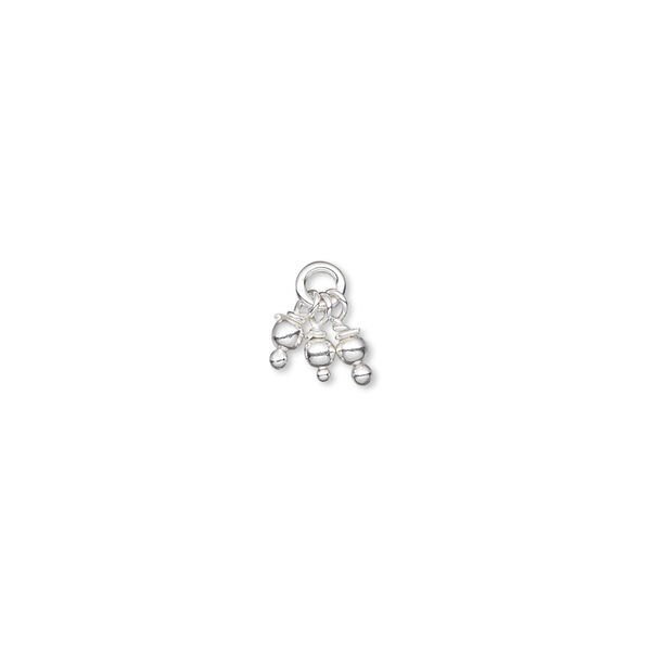 Drop, sterling silver, 9x7mm ball clusters. Sold per pkg of 10. image number 0
