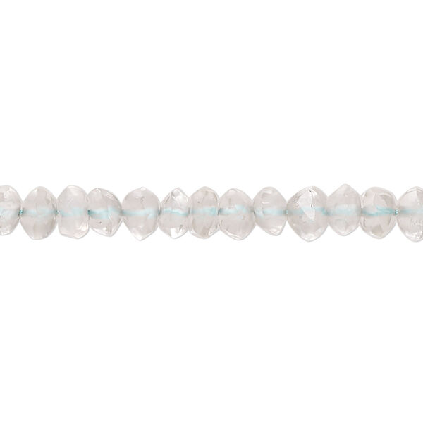 Goshenite 1pkg1, hand-cut tumbled faceted saucer bead natural C grade, 14 inch 4x2mm-6x4mm image number 0
