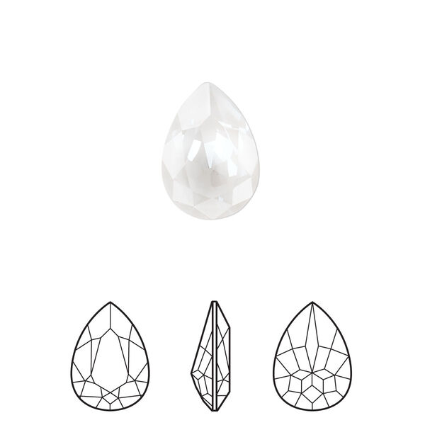 Fancy stone 1pk crystal electric white ignite LacquerPRO, Crystal Passions® 14x10mm pear 4320 image number 0