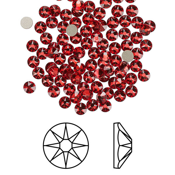 Flat back 144pk scarlet foil back, Crystal Passions® 3-3.2mm rose round SS12 2088 image number 0