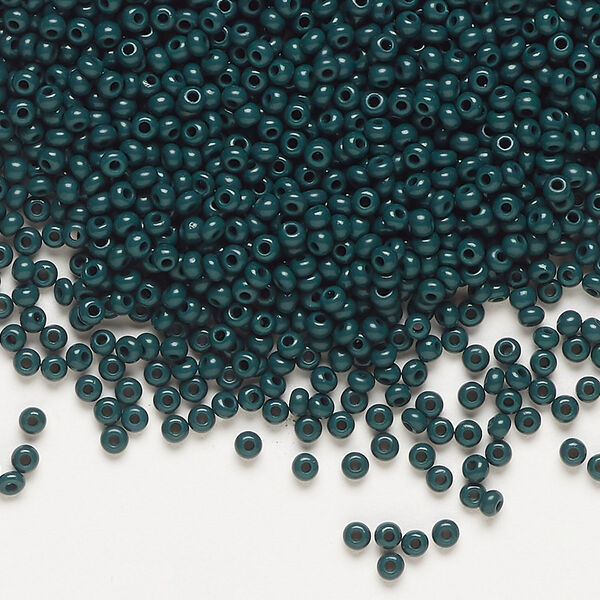 Seed bead, Preciosa Ornela Czech glass, pkg/50g, #11 rocaille, opaque emerald green, (53270). image number 0
