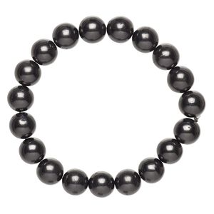Shungite 1pkg1, round stretch bracelet natural 6.5 inch 10mm