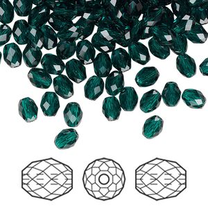 Bead 360pk emerald, Swarovski® 5x4mm olive briolette 5044