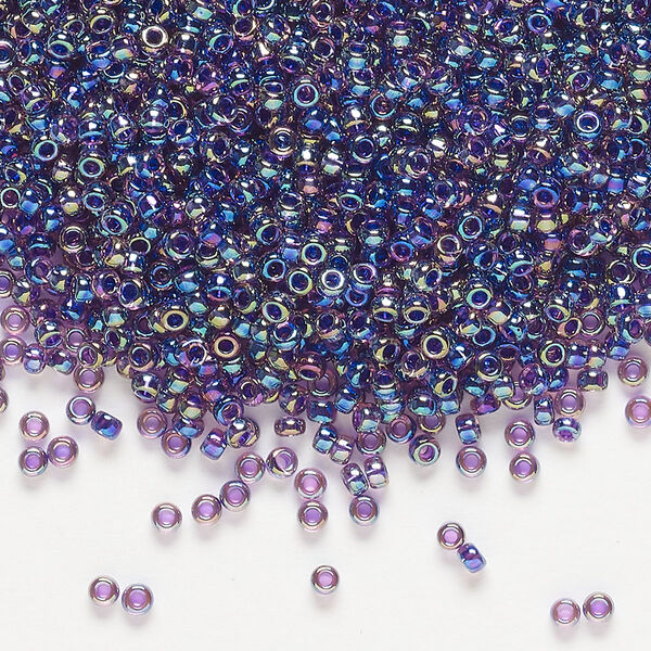 Seed bead, Miyuki, glass, pkg/250g, #11 rocaille, translucent purple-lined rainbow amethyst (RR-356). image number 0