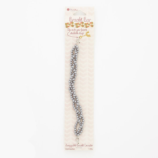 Bracelet component, 3-strand, acrylic pearl and silver-finished steel, 14mm braided round, 6 inches. Sold individually. image number 0