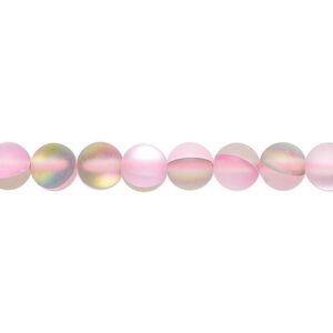 Bead, iridescent glass, translucent matte pink vitrail, 6mm round. Sold per 15-1/2" to 16" strand.