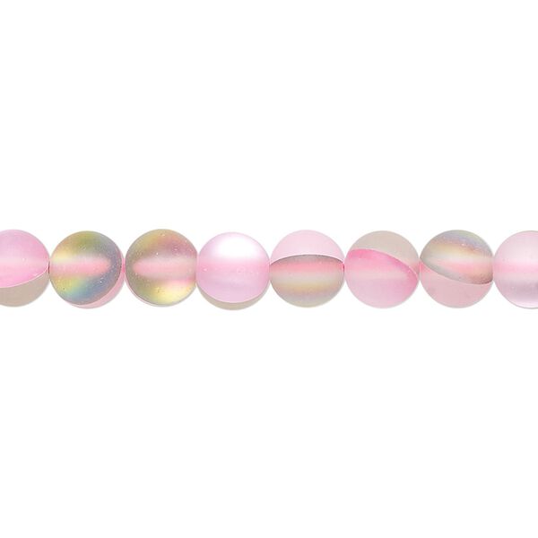 Bead, iridescent glass, translucent matte pink vitrail, 6mm round. Sold per 15-1/2" to 16" strand. image number 0