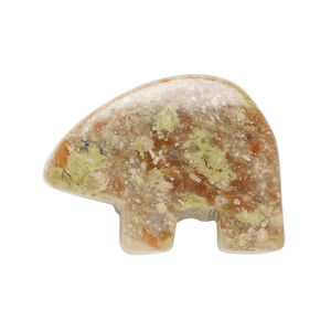 Autumn jasper 1pkg1, half-drilled Zuni-style bear focal natural, 28x21mm-33x27mm