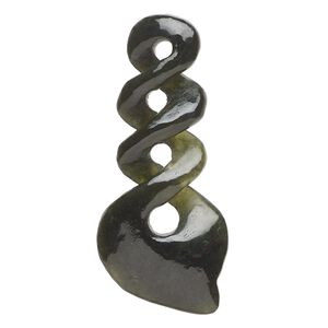 Nephrite jade 1pkg1, hand-cut 2-sided infinity focal natural 41.5x19mm-44x21mm