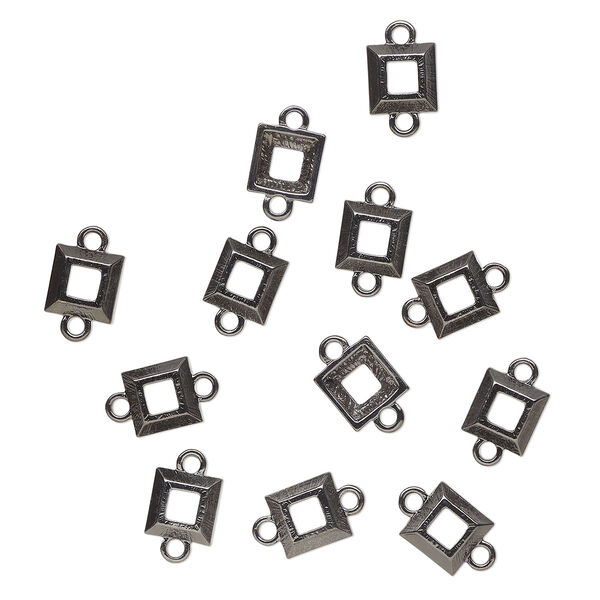 Link, black finish "pewter" (zinc-based alloy), 11mm square. Sold per pkg of 12. image number 0