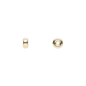 Bead, 14Kt gold-filled, 5x2.5mm smooth rondelle. Sold per pkg of 2.