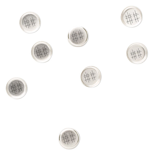 Bezel cup, sterling silver, solid back, 6mm round. Sold per pkg of 10. image number 0