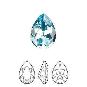 Fancy stone 72pk aqua bohemica foil back, Preciosa MAXIMA Czech crystal rhinestone 18x13mm pear