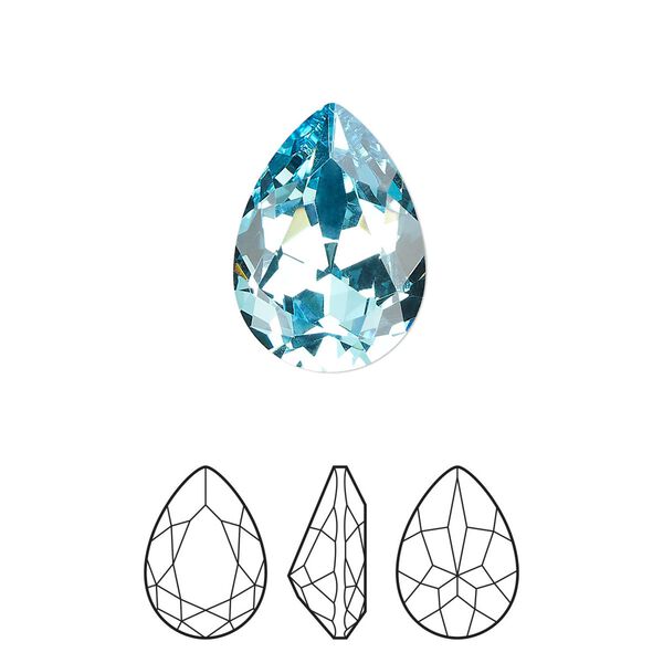 Fancy stone 72pk aqua bohemica foil back, Preciosa MAXIMA Czech crystal rhinestone 18x13mm pear image number 0