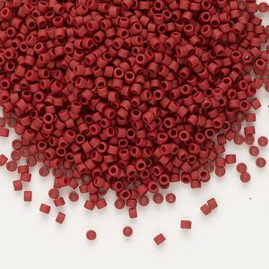 Seed bead, Delica®, glass, pkg/250g, #11 round, opaque matte glazed luster brick red (DB-0378).