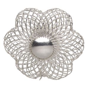 Focal, steel, 37-41mm mesh flower with free-moving bead center. Sold individually.