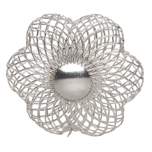 Focal, steel, 37-41mm mesh flower with free-moving bead center. Sold individually. image number 0