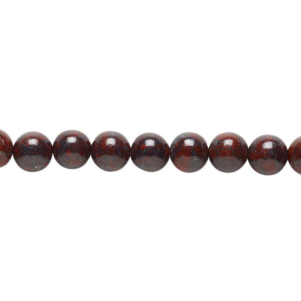 Bead, brecciated jasper (natural), 6mm round, B grade, Mohs hardness 6-1/2 to 7. Sold per 15-1/2" to 16" strand. image number 0