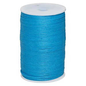 Cord, waxed cotton, turquoise blue, 2mm, 50+ pound test. Sold per 100-meter spool.