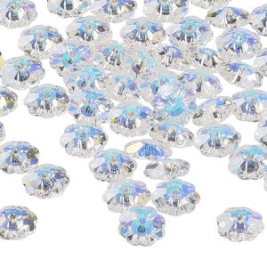 Bead 144pk crystal AB, Preciosa Czech crystal 8x3mm loch flower