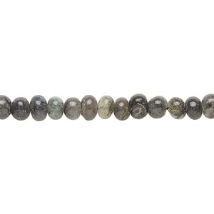 Black spotted quartz 1pkg1, hand-cut uneven round / rondelle bead natural 14 inch 4-5mm / 5x3mm