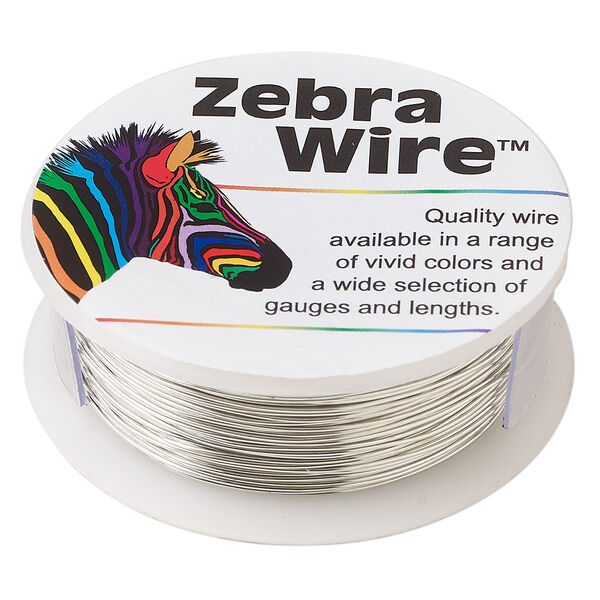 Wire, Zebra Wire™, tinned copper, silver color, round, 24 gauge. Sold per 1/4-pound spool, approximately 71 yards. image number 0
