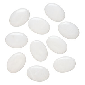 Snow quartz 1pkg10, puffed oval bead natural, 25x18mm