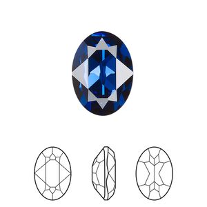 Fancy stone 48pk dark sapphire foil back, Swarovski® ReCreated™ 18x13mm oval 4120