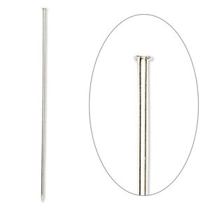 Stick pin, silver-finished brass, 3 inches, 18 gauge. Sold per pkg of 100.