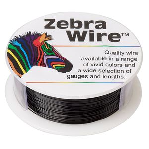 Wire, Zebra Wire™, color-coated copper, black, round, 26 gauge. Sold per 1/4-pound spool, approximately 115 yards.