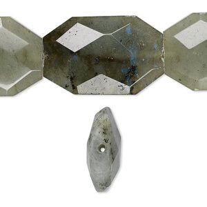 Labradorite 1pkg1, faceted flat nugget bead natural 15.5-16 inch large