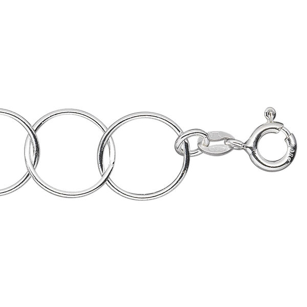 Chain, sterling silver, 13mm round cable, 18 inches with springring clasp. Sold individually. image number 0