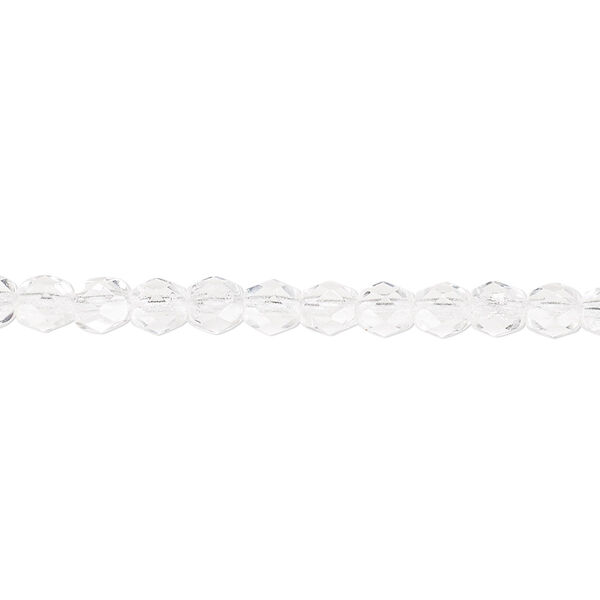 Bead, Czech fire-polished glass, clear, 4mm faceted round. Sold per pkg of 1,200 (1 mass). image number 0