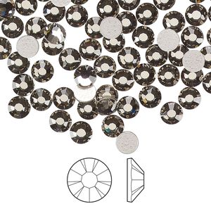 Flat back 144pk black diamond foil back, Preciosa MAXIMA Czech crystal hotfix rhinestone 4.6-4.8mm chaton rose round SS20