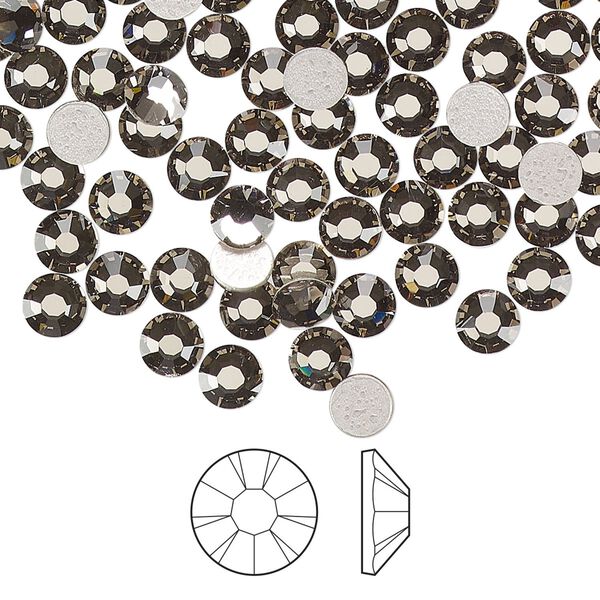 Flat back 144pk black diamond foil back, Preciosa MAXIMA Czech crystal hotfix rhinestone 4.6-4.8mm chaton rose round SS20 image number 0