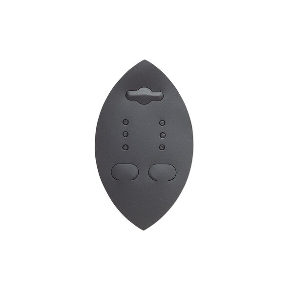 Earring card, PVC plastic and paper, opaque black, 2-3/4 x 1-1/2 inch marquise. Sold per pkg of 100. image number 0