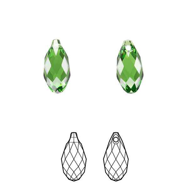 Briolette 24pk fern green, Crystal Passions® 13x6.5mm pendant drop 6010 image number 0