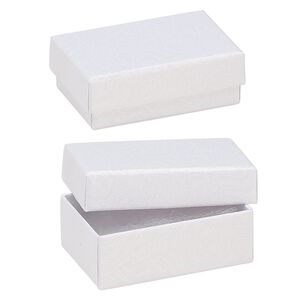 Box, paper, "cotton"-filled, white, 2-5/8 x 1-1/2 x 1-inch textured rectangle. Sold per pkg of 10.