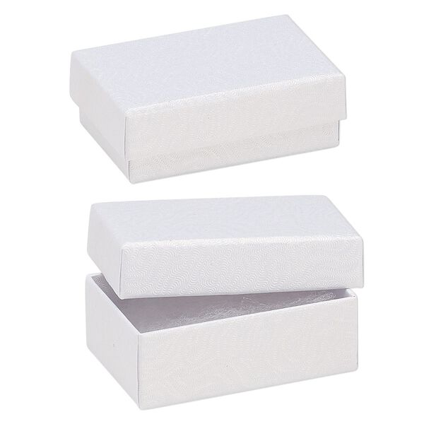 Box, paper, "cotton"-filled, white, 2-5/8 x 1-1/2 x 1-inch textured rectangle. Sold per pkg of 10. image number 0