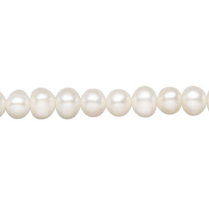 Freshwater pearl 1pkg1, semi-round, 15 inch white 6-7mm cultured