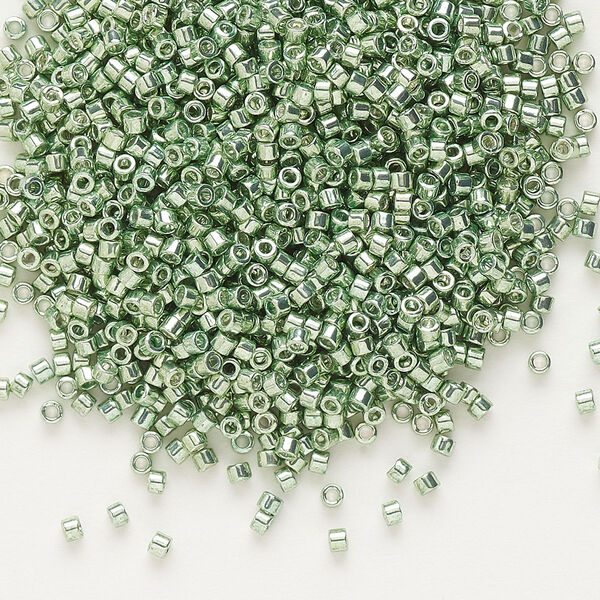 Seed bead, Delica®, glass, pkg/7.5g, #11 round, opaque galvanized moss green (DB-0413). image number 0