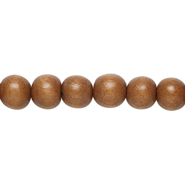 Bead, Taiwanese cheesewood (dyed / waxed), light brown, 7-8mm round. Sold per pkg of (2) 15-1/2" to 16" strands. image number 0