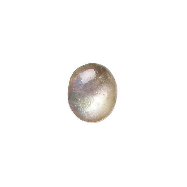 Cabochon, abalone shell (coated), 12x10mm calibrated oval, Mohs hardness 3-1/2. Sold per pkg of 6. image number 0