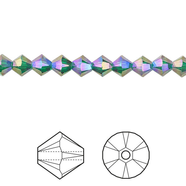 Bead 1pkg144 majestic green shimmer 2X, Crystal Passions®, 5mm bicone 5328 image number 0