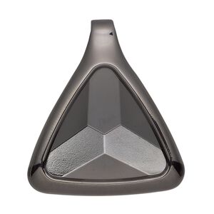 Pendant, Almost Instant Jewelry®, gunmetal-plated "pewter" (zinc-based alloy), 37x37x32mm single-sided triangle with 23mm triangle setting and tube bail. Sold individually.