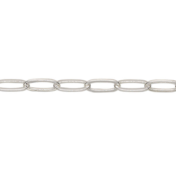 Chain, silver-plated brass, 3.8mm paperclip. Sold per pkg of 50 feet. image number 0