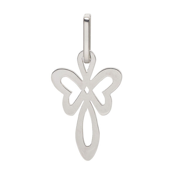 Pendant, Everyday Jewelry, stainless steel, 28x17.5mm butterfly. Sold Individually. image number 0