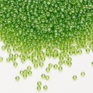Seed bead, Preciosa Ornela Czech glass, pkg/500g, #11 rocaille, translucent luster green, (56430).